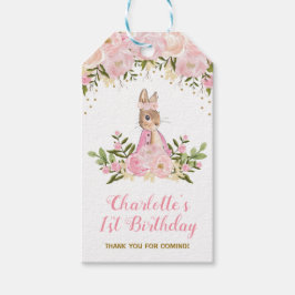 Pink Floral Bunny Rabbit Birthday Gefallen Tag Geschenkanhänger