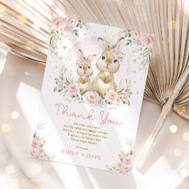 Pink Floral Bunny Rabbit Girl Babydusche Dankeskarte