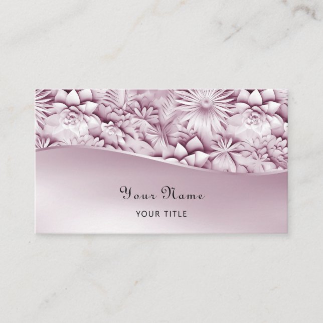 Pink Floral Business Card Visitenkarte (Vorderseite)