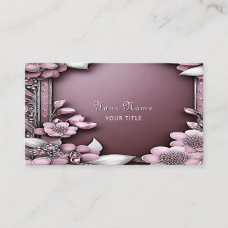 Pink Floral Business Card Visitenkarte