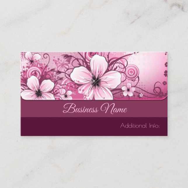 Pink Floral Business Card Visitenkarte (Vorderseite)