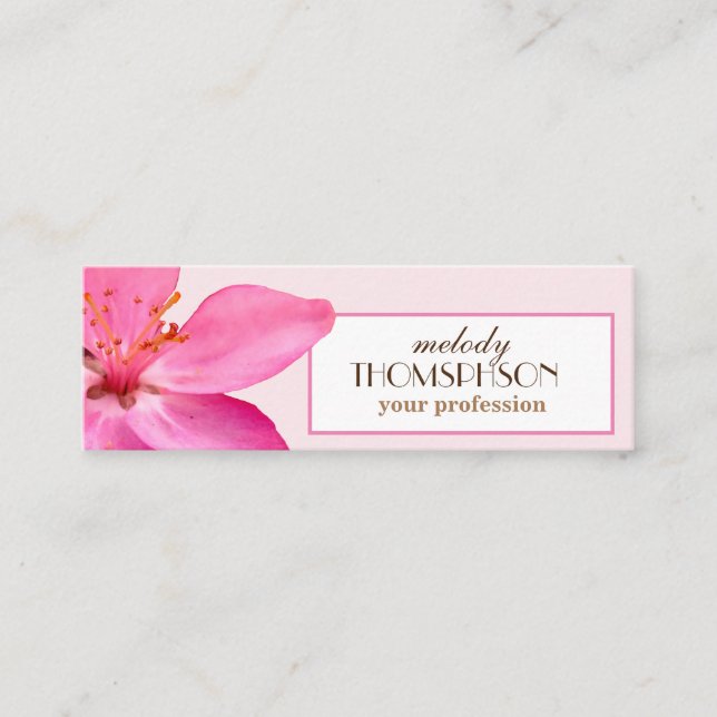 Pink Floral Business Cards Mini Visitenkarte (Vorderseite)