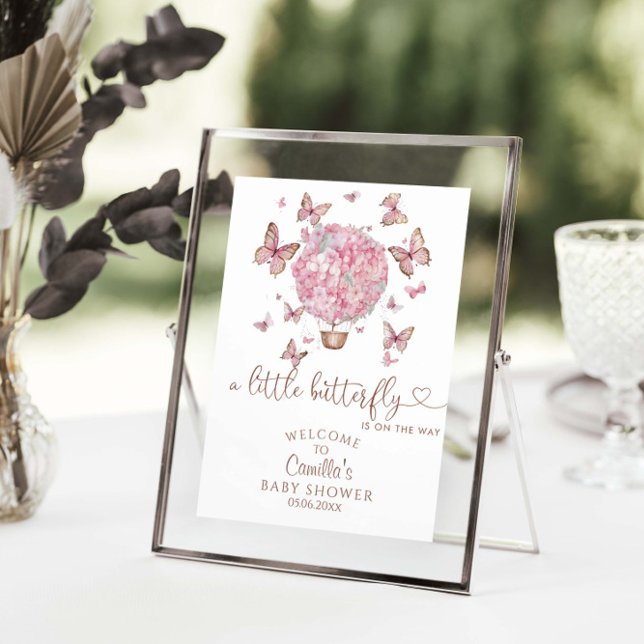 Pink Floral Butterflies Girl Baby Dusche Poster (Von Creator hochgeladen)