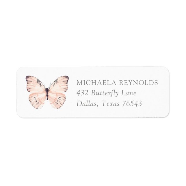 Pink Floral Butterfly Babydusche Rücksendeadresse (Vorne)