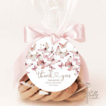 Pink Floral Butterfly Girl Babydusche Danke