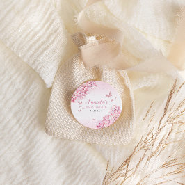Pink Floral Butterfly Girl Babydusche Danke Geschenkanhänger