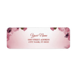 Pink Floral Butterfly Wedding Return Address