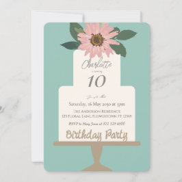 Pink Floral Cake Geburtstagsparty Einladung