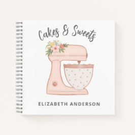 Pink Floral Cake Mixer Bäckerei Notebook Notizbuch