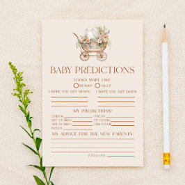 Pink Floral Carriage Baby Shower Predictions Spiel