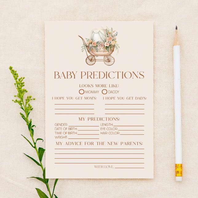 Pink Floral Carriage Baby Shower Predictions Spiel (Von Creator hochgeladen)