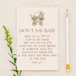 Pink Floral Carriage Say Baby Shower Game