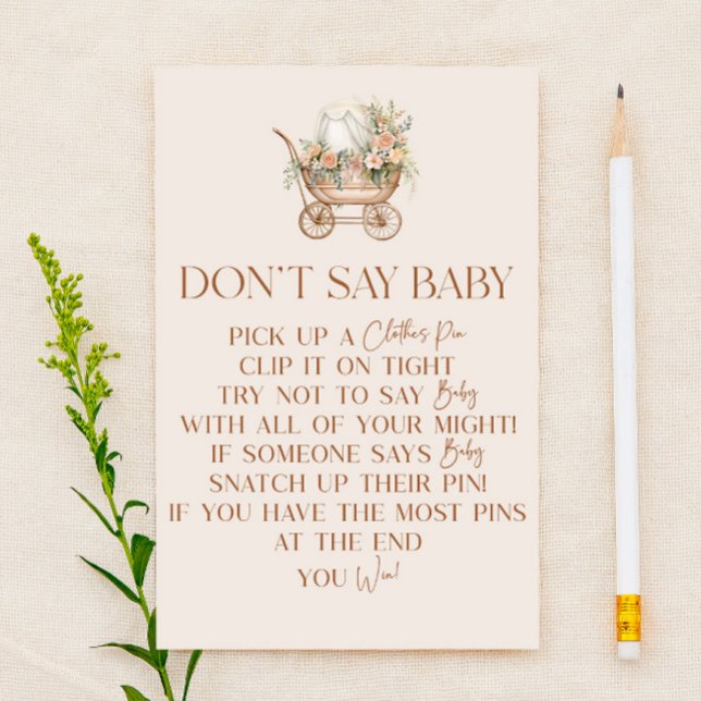 Pink Floral Carriage Say Baby Shower Game (Von Creator hochgeladen)