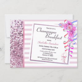 Pink Floral Champagne Brautparty Einladung
