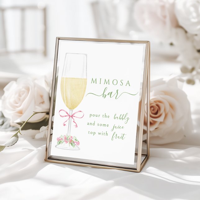 Pink Floral Champagne Mimosa Bar Sign Poster (Von Creator hochgeladen)