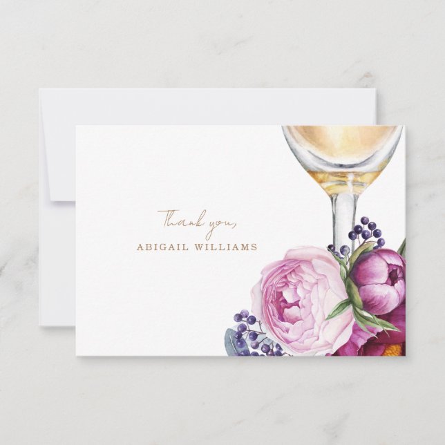 Pink Floral Champagner Dusche Vielen Dank II Dankeskarte (Vorderseite)