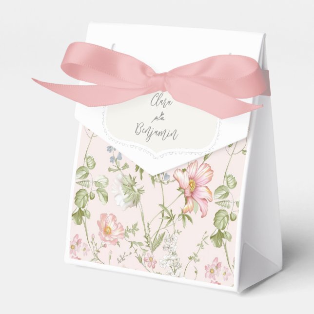 Pink Floral Chinoiserie Hochzeit Geschenkschachtel (Vorderseite)