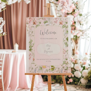 Pink Floral Chinoiserie Hochzeit Poster