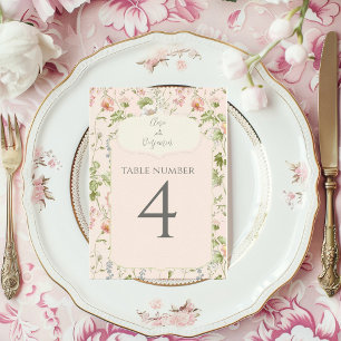 Pink Floral Chinoiserie Hochzeit Tischnummer