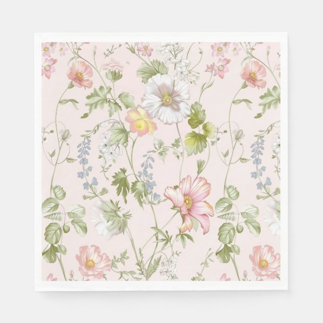 Pink Floral Chinoiserie Serviette (Vorderseite)