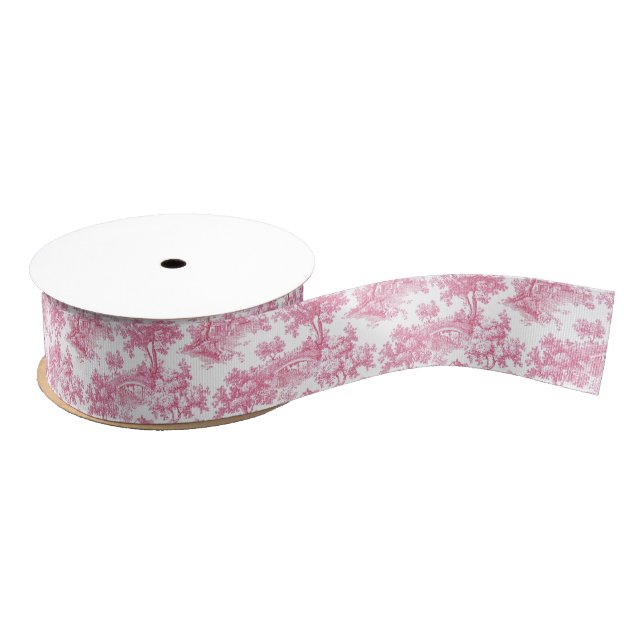 Pink Floral Chinoiserie Stadtrundgang Ripsband (Spule)