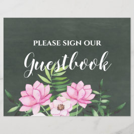 Pink Floral Chlakboard Custom Wedding Sign Budget