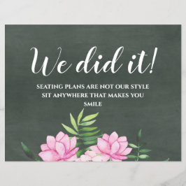 Pink Floral Chlakboard Custom Wedding Sign Budget