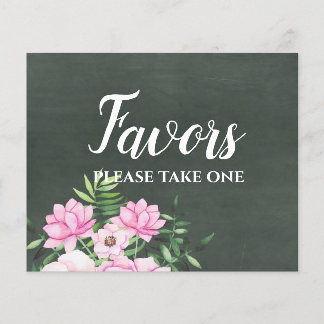 Pink Floral Chlakboard Custom Wedding Sign Budget (Vorderseite)