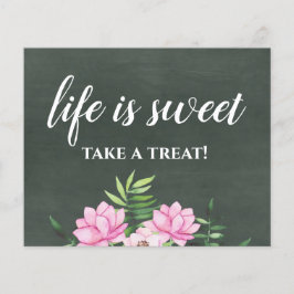 Pink Floral Chlakboard Custom Wedding Sign Budget