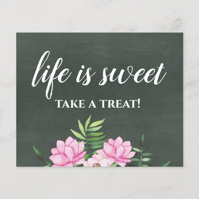 Pink Floral Chlakboard Custom Wedding Sign Budget (Vorderseite)