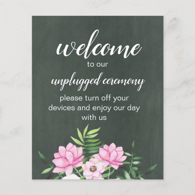 Pink Floral Chlakboard Custom Wedding Sign Budget (Vorderseite)