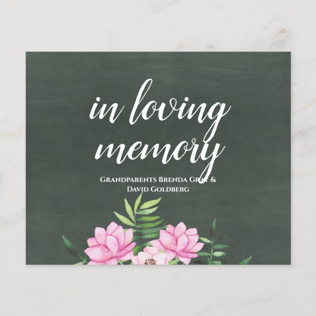 Pink Floral Chlakboard Custom Wedding Sign Budget (Vorderseite)