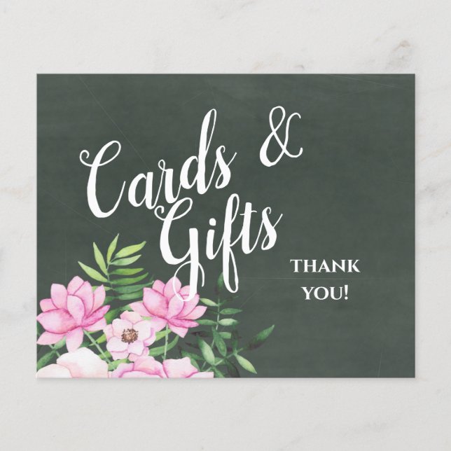 Pink Floral Chlakboard Custom Wedding Sign Budget (Vorderseite)