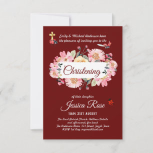 Pink Floral Christening lädt Taufen ein