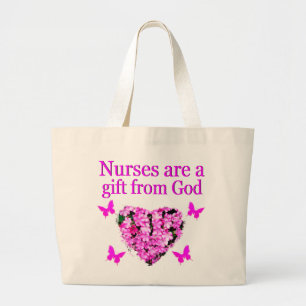 PINK FLORAL CHRISTLICH NURSE DESIGN JUMBO STOFFBEUTEL