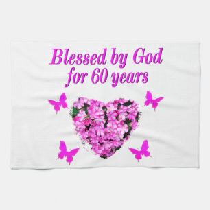 PINK FLORAL CHRISTLICHE 60. GEBURTSTAG DESIGN HANDTUCH
