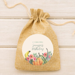 Pink Floral Colorful Pumpkins Fall Birthday Party Runder Aufkleber