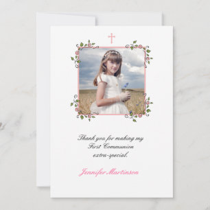 Pink Floral Corners, Community Foto Vielen Dank Dankeskarte