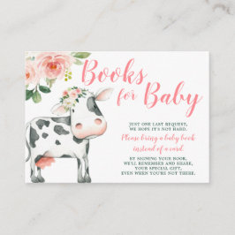 Pink Floral Cow Girl Babydusche Buchanfrage Begleitkarte