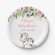 Pink Floral Cow Girl Babydusche