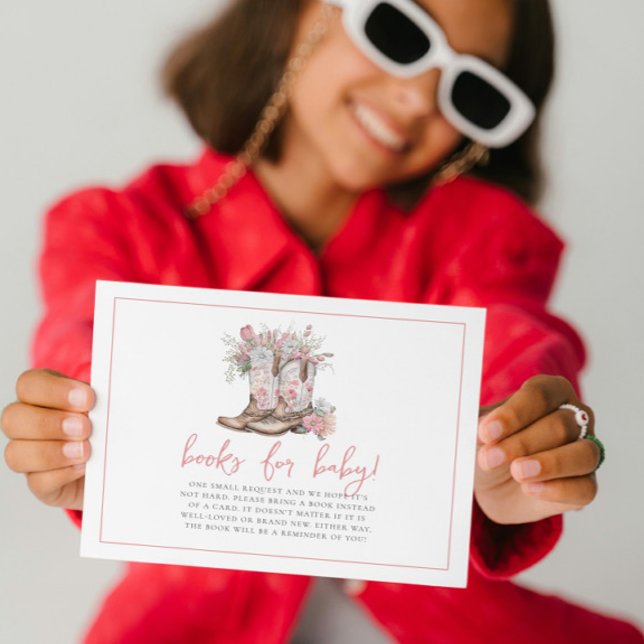 Pink Floral Cowgirl Boots Greenery Books For Baby Einladung (Von Creator hochgeladen)