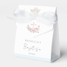 Pink Floral Cross Angel Baptism Favor Boxes Geschenkschachtel