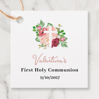 Pink Floral Cross Erste Heilige Kommunion Liebesma Geschenkanhänger