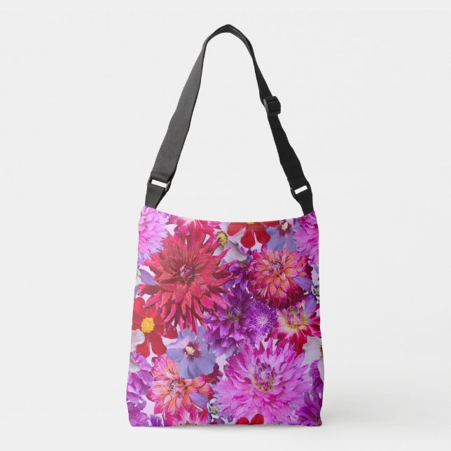 Pink Floral Dahlia Tasche (Vorderseite)