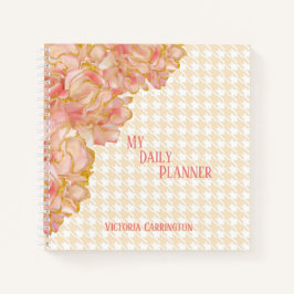 Pink Floral Daily Planer Hahnentrittmuster Name Mo Notizbuch
