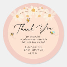Pink Floral Daisy Bees Baby Dusche Danke