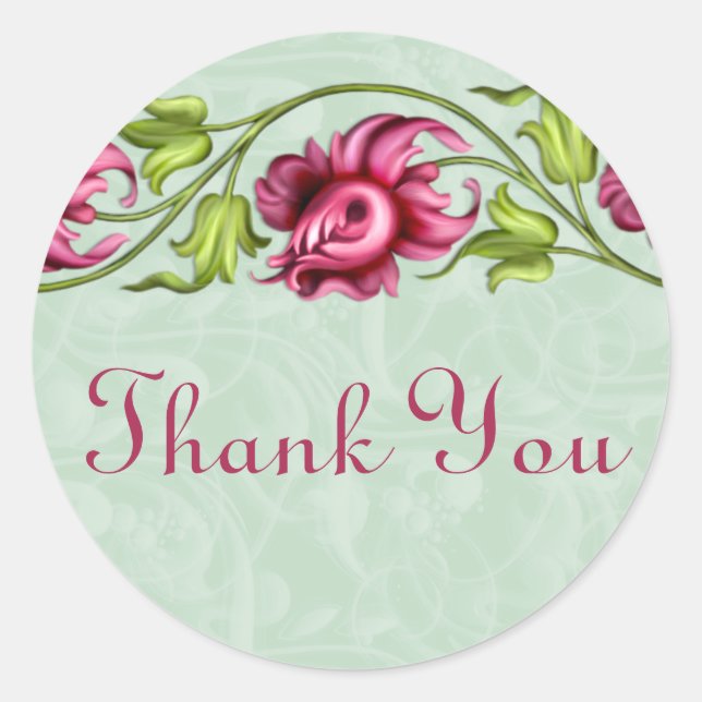 Pink Floral Danke Stickers (Vorderseite)