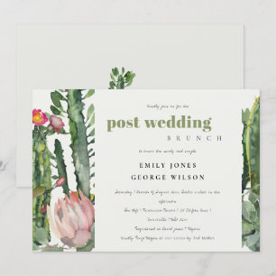 PINK FLORAL DESERT CACTI FAUNA POST WEDING BRUCH EINLADUNG