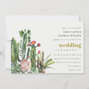 PINK FLORAL DESERT CACTI FAUNA WATERCOLOR WEDD EINLADUNG