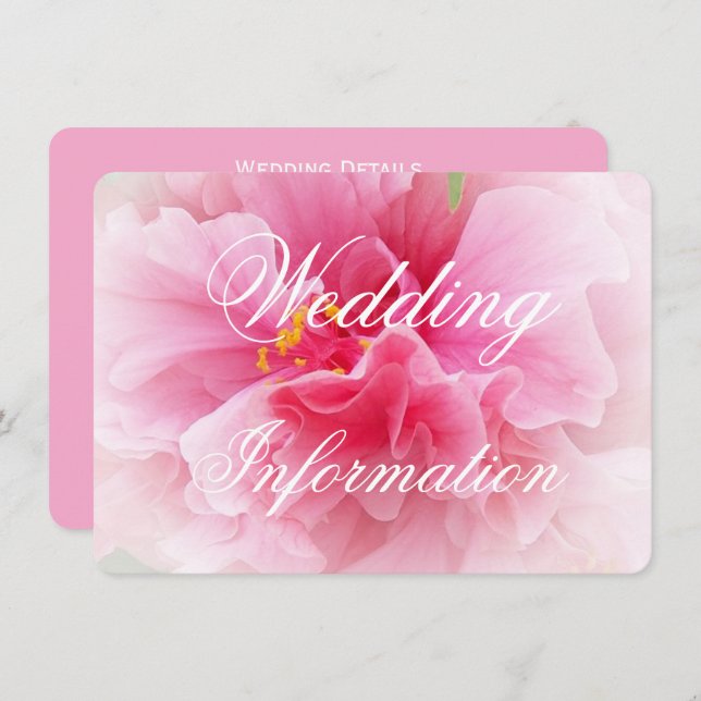 Pink Floral Design Wedding Begleitkarte (Vorne/Hinten)